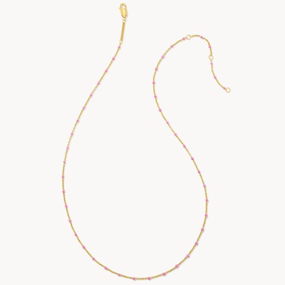 Kendra Scott Pink Enamel 18k Gold Vermeil Satellite Chain Necklace - Picture 2 of 2